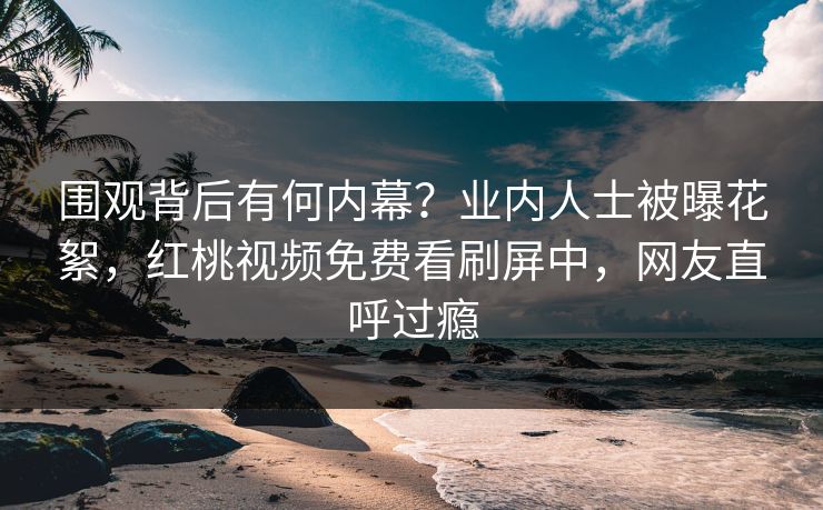 围观背后有何内幕？业内人士被曝花絮，红桃视频免费看刷屏中，网友直呼过瘾