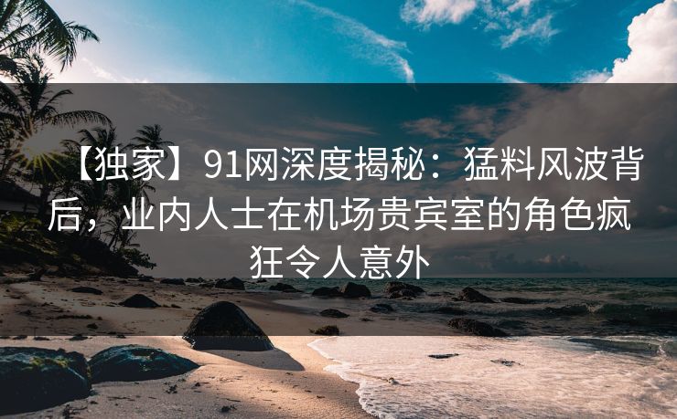 【独家】91网深度揭秘:猛料风波背后,业内人士在机场贵宾室的角色疯狂令人意外