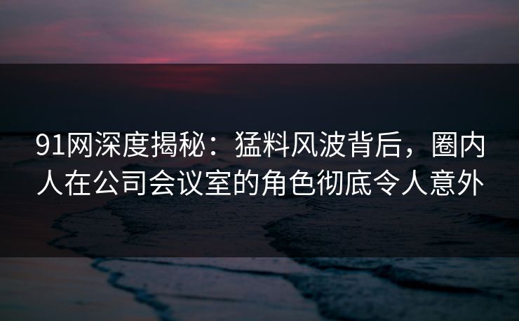 91网深度揭秘:猛料风波背后,圈内人在公司会议室的角色彻底令人意外
