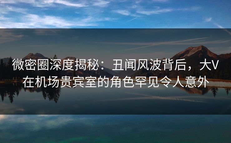 微密圈深度揭秘:丑闻风波背后,大V在机场贵宾室的角色罕见令人意外