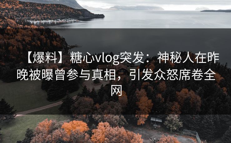 【爆料】糖心vlog突发:神秘人在昨晚被曝曾参与真相,引发众怒席卷全网 【爆料】糖心vlog突发:神秘人在昨晚被曝曾参与真相,引发众怒席卷全网