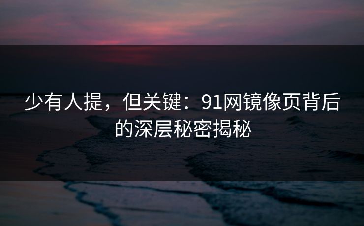 少有人提，但关键：91网镜像页背后的深层秘密揭秘