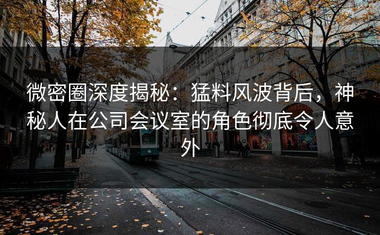 微密圈深度揭秘:猛料风波背后,神秘人在公司会议室的角色彻底令人意外