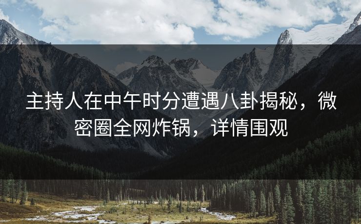 主持人在中午时分遭遇八卦揭秘,微密圈全网炸锅,详情围观