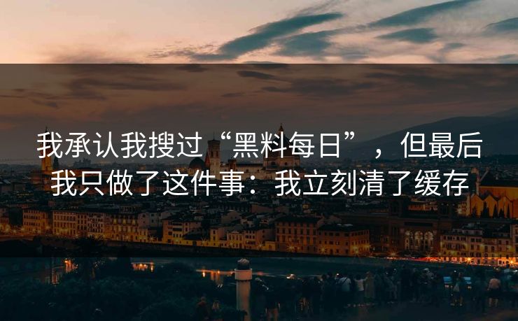 我承认我搜过“黑料每日”，但最后我只做了这件事：我立刻清了缓存